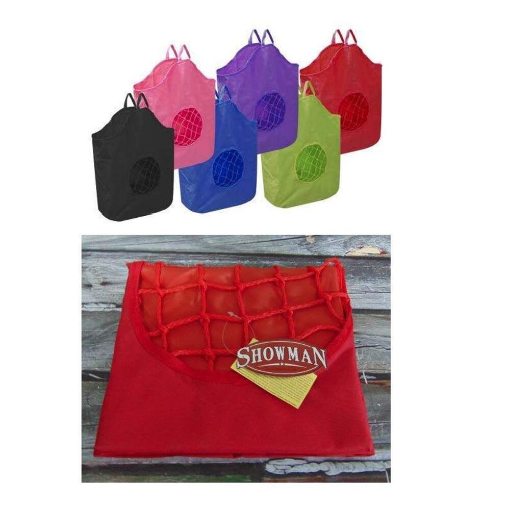 Showman Red Poly Rope Net Horses Hay Tote Bag Large 30x21 Heavy Nylon Canvas New